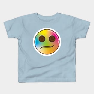 trippy psychedelic vector illustration of emoji face Kids T-Shirt